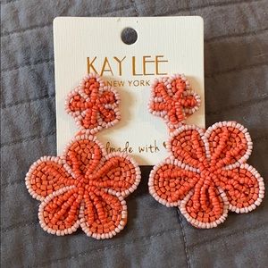 Flower beaded earrings new with tag